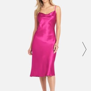 Satin Cowl Neck midi slip dress